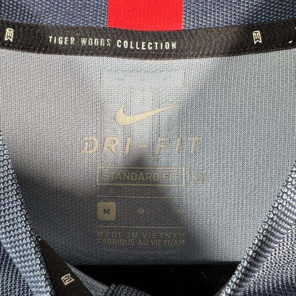 Nike Tiger Woods Polo Mens Medium Blue Dri-FIT Blade Collar Golf CT3799-460 - Picture 3 of 11
